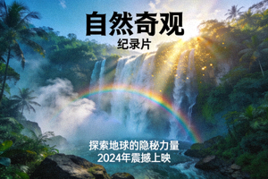 纪录片《自然奇观》海报，展示壮丽的瀑布景观